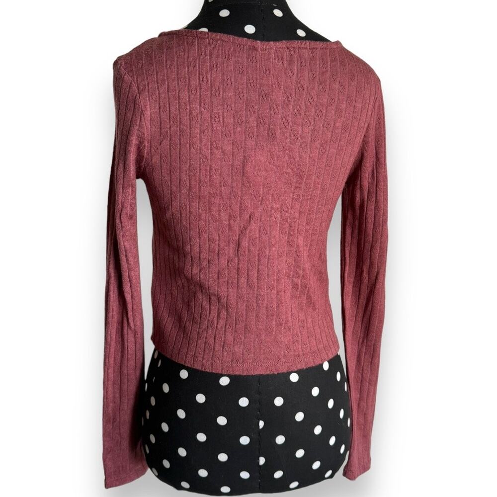 Self Esteem Womens Cardigan Sz S‎ Rose Brown Pointelle Double Tie Y2K NEW 90s - Picture 5 of 9